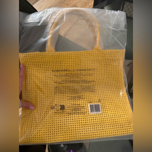 Lancome Yellow Woven Tote Bag - Picture 2 of 2